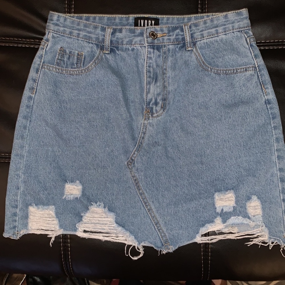 Jean skirt with some distress